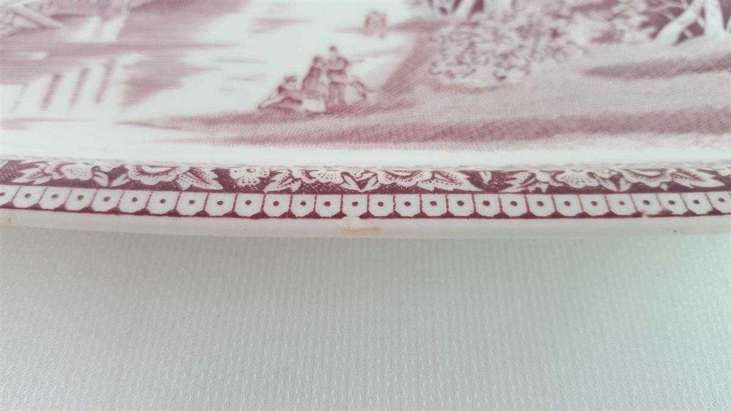 [45813961] Servierplatte Speiseplatte Fleischplatte Königskuchenplatte Tortenplatte Kuchenplatte 33x16,5 cm Royal Sphinx Maastricht Old England Rot gebraucht - akzeptabel Bild 4
