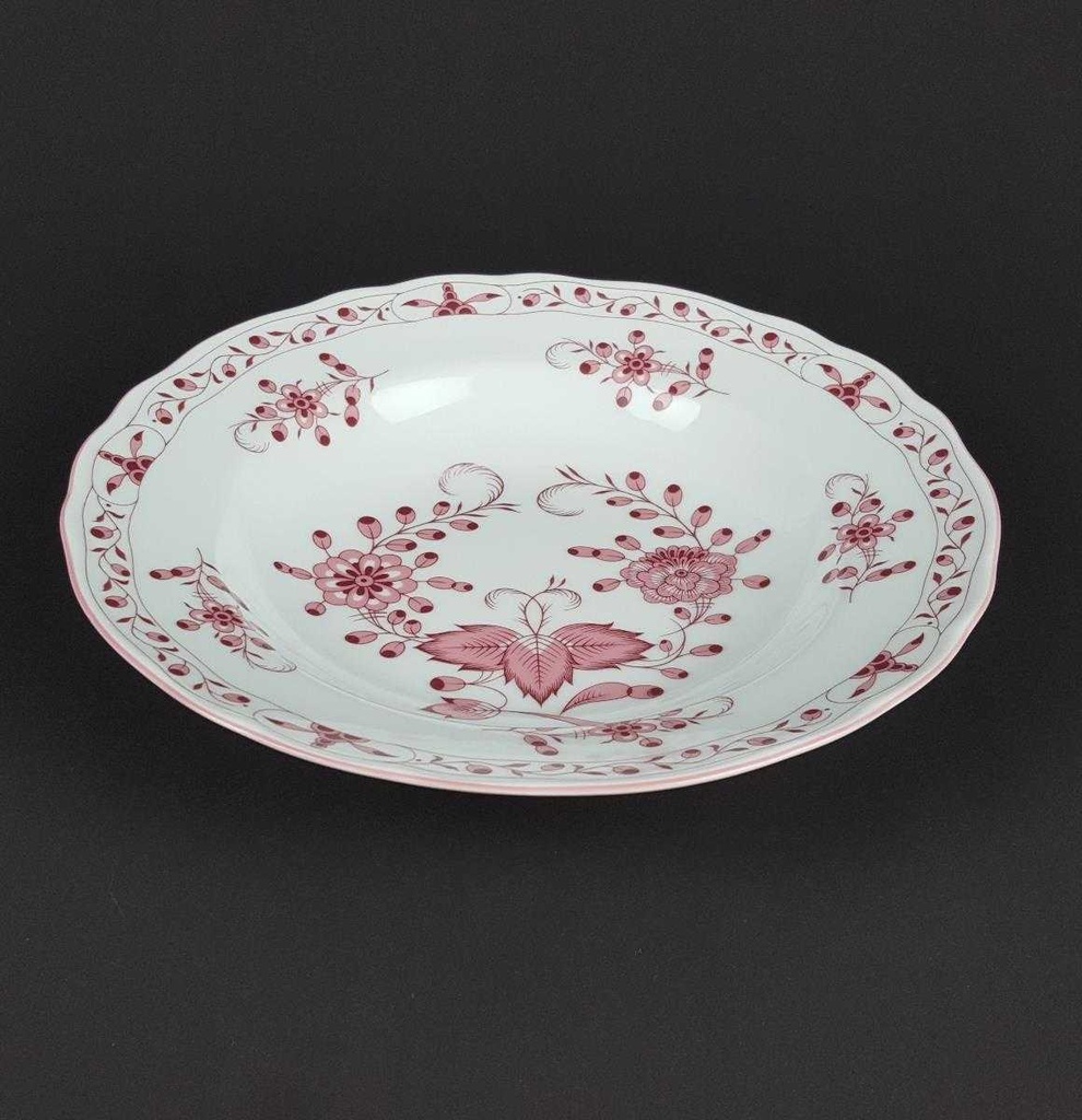 [458139623] Suppenteller 22,2 cm Tirschenreuth Unbekannte Formen Blumenmuster mit rosa Rand gebraucht - gut Bild 3