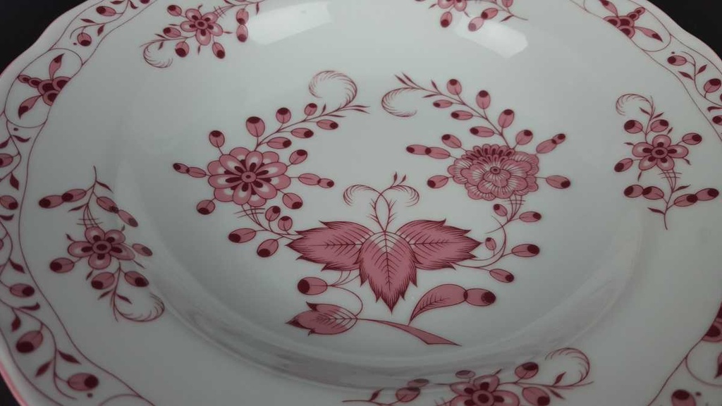 [458139623] Suppenteller 22,2 cm Tirschenreuth Unbekannte Formen Blumenmuster mit rosa Rand gebraucht - gut Bild 4
