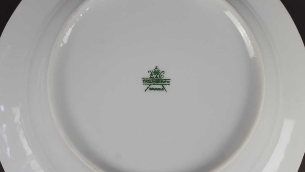 [458139623] Suppenteller 22,2 cm Tirschenreuth Unbekannte Formen Blumenmuster mit rosa Rand gebraucht - gut Bild 5