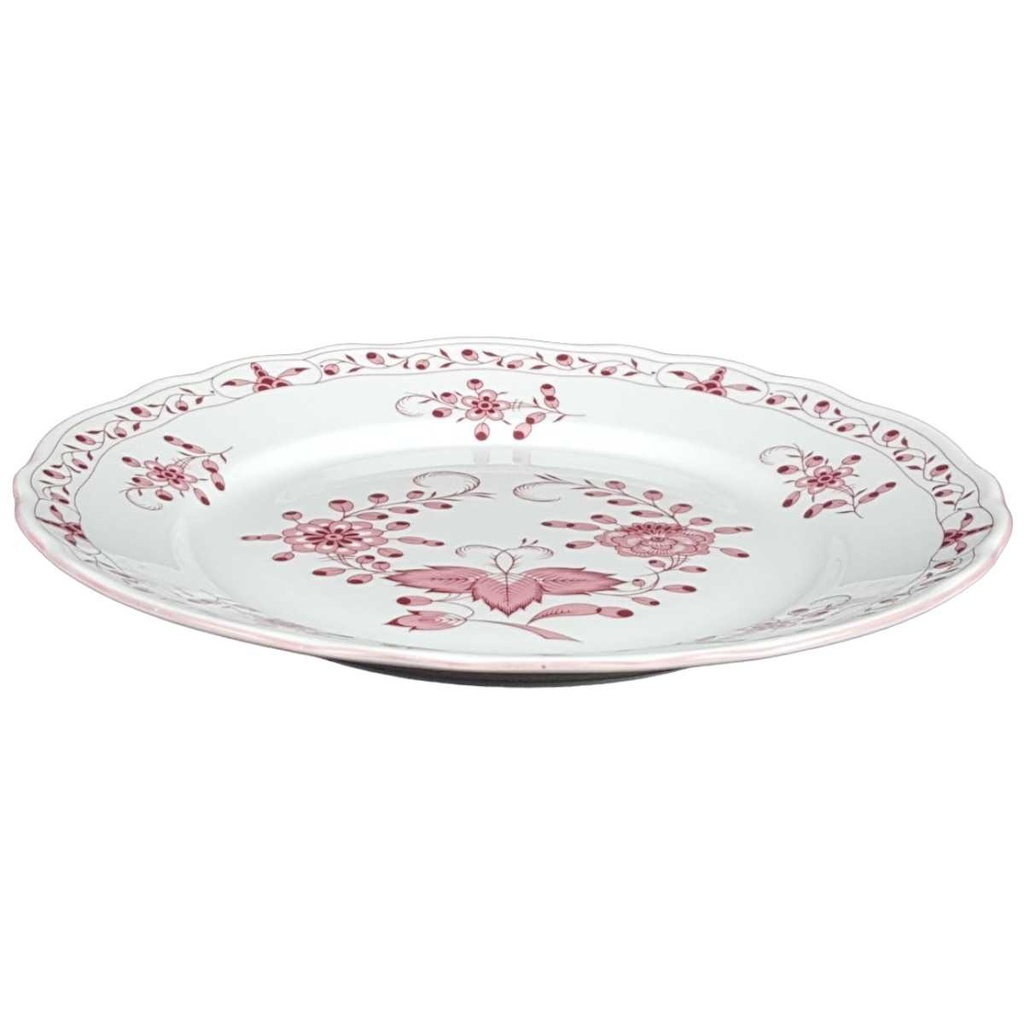 [458139624] Speiseteller Essteller 24 cm Tirschenreuth Unbekannte Formen Blumenmuster mit rosa Rand gebraucht - gut Bild 2