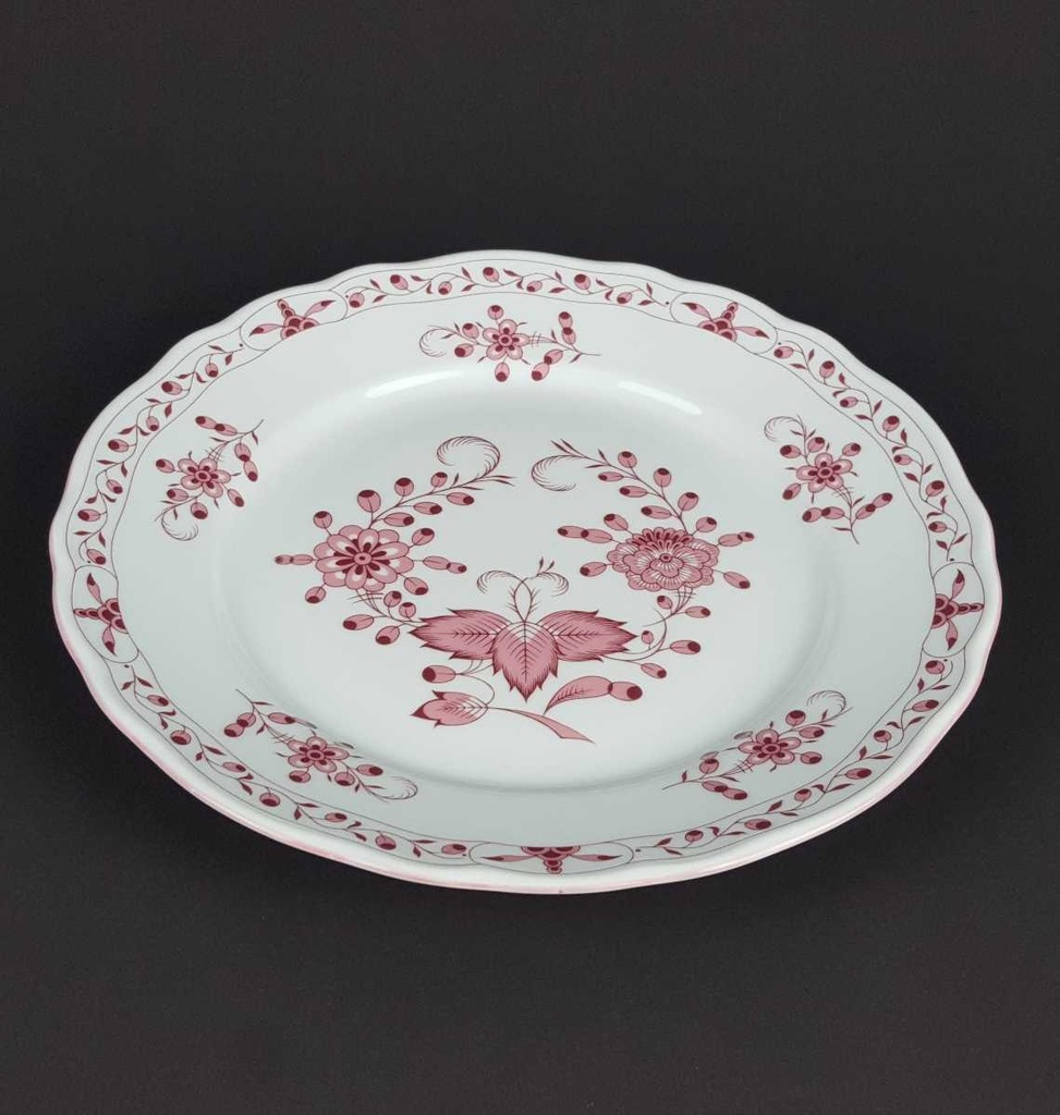 [458139624] Speiseteller Essteller 24 cm Tirschenreuth Unbekannte Formen Blumenmuster mit rosa Rand gebraucht - gut Bild 3