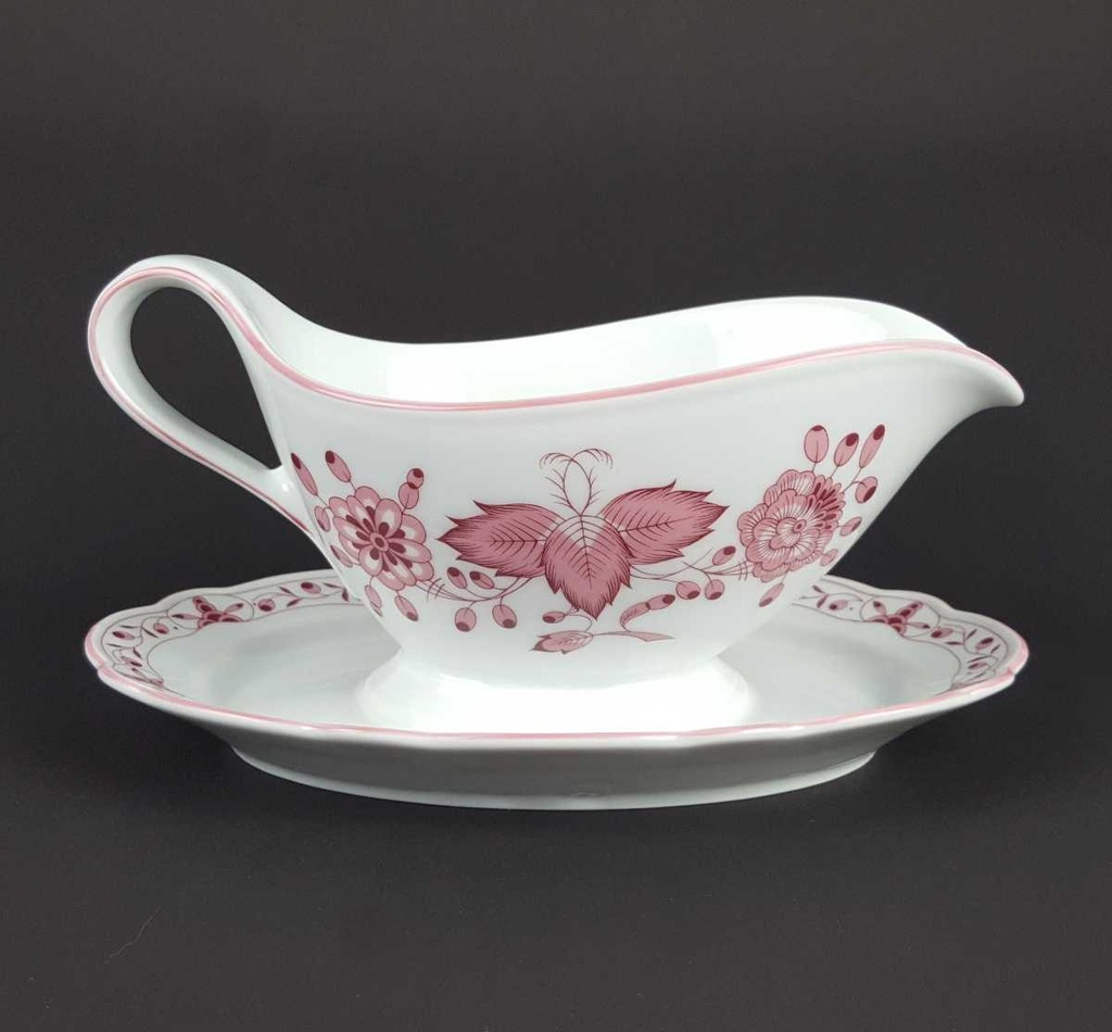 [458139625] Sauciere Tirschenreuth Unbekannte Formen Blumenmuster mit rosa Rand gebraucht - sehr gut Bild 3