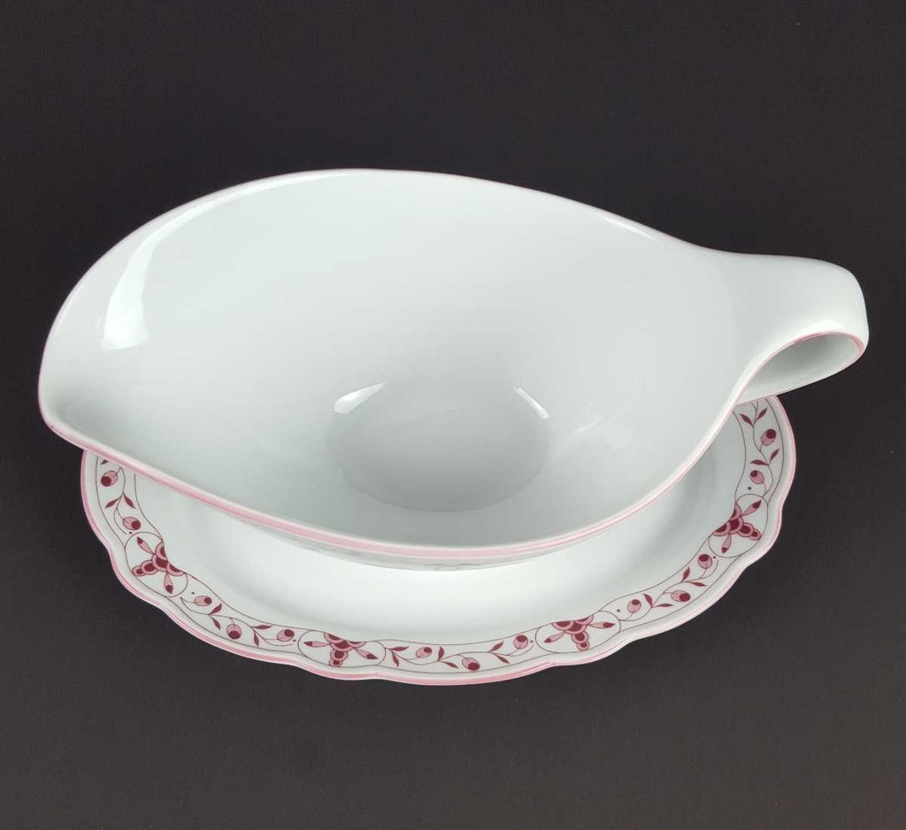 [458139625] Sauciere Tirschenreuth Unbekannte Formen Blumenmuster mit rosa Rand gebraucht - sehr gut Bild 5