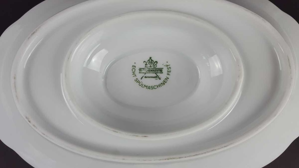 [458139625] Sauciere Tirschenreuth Unbekannte Formen Blumenmuster mit rosa Rand gebraucht - sehr gut Bild 7