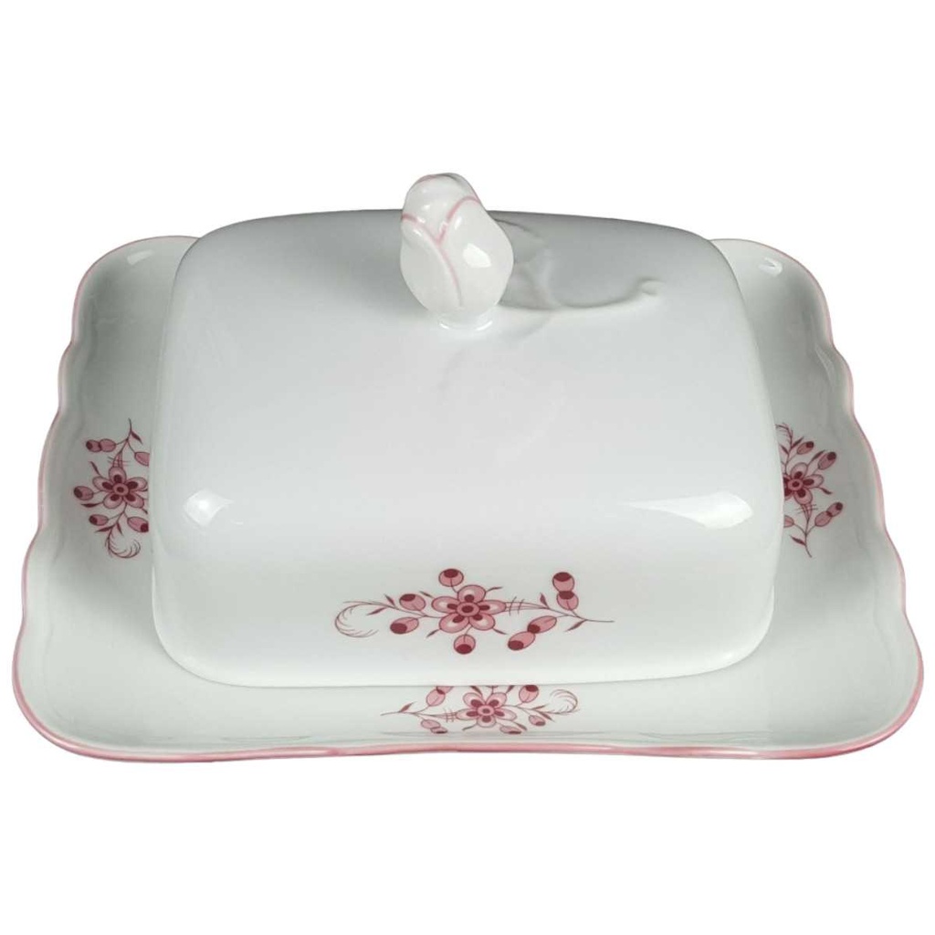 [458139626] Butterdose Tirschenreuth Unbekannte Formen Blumenmuster mit rosa Rand gebraucht - gut Bild 2