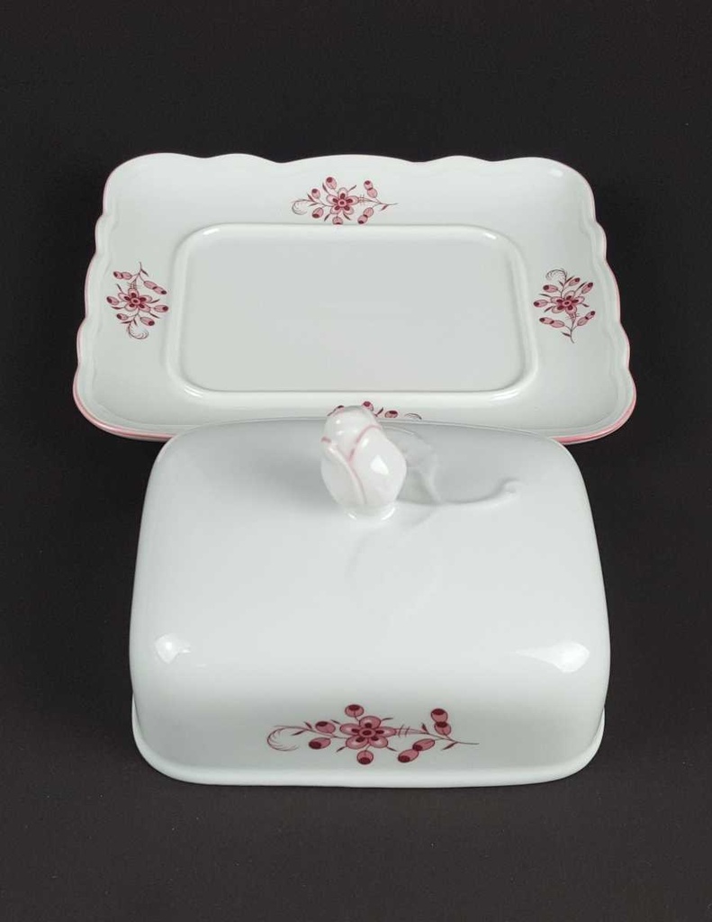 [458139626] Butterdose Tirschenreuth Unbekannte Formen Blumenmuster mit rosa Rand gebraucht - gut Bild 3