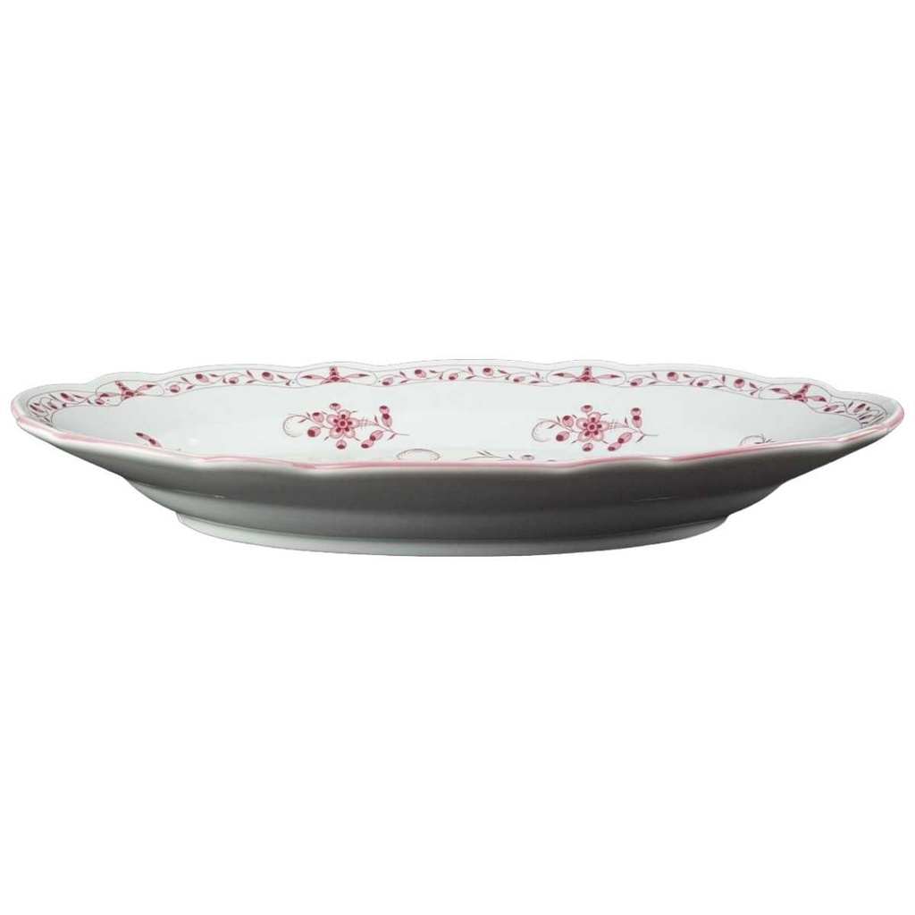 [458139632] Servierplatte Fleischplatte 32,3x21,2 cm Tirschenreuth Unbekannte Formen Blumenmuster mit rosa Rand gebraucht - gut Bild 2