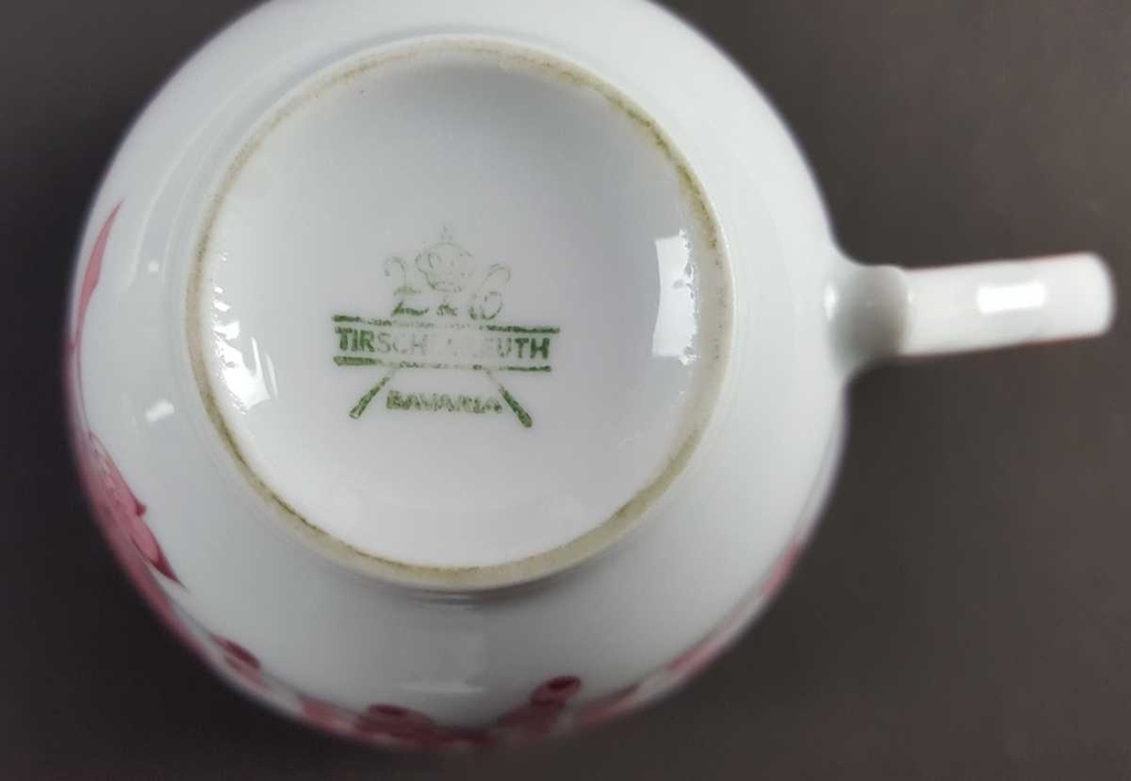 [458139638] Kaffeetasse Tirschenreuth Unbekannte Formen Blumenmuster mit rosa Rand gebraucht - gut Bild 6