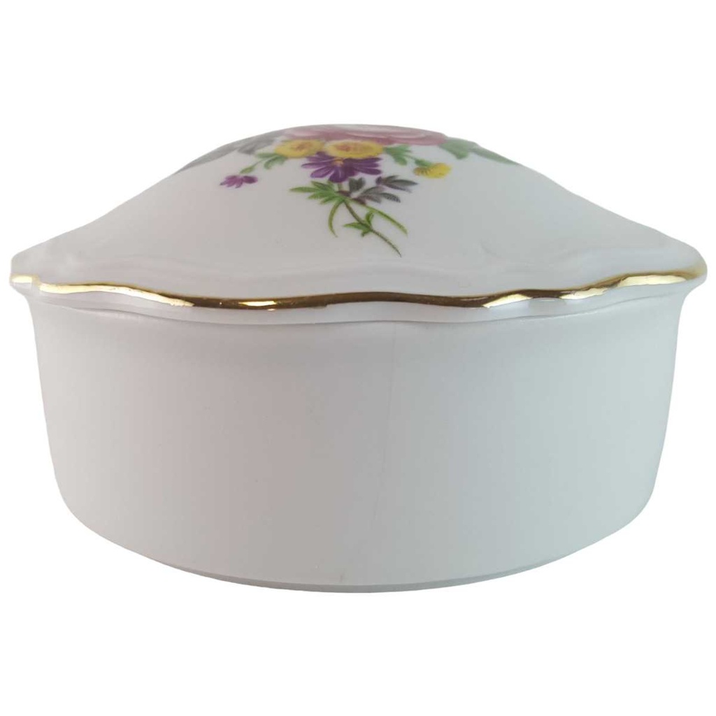 [45813964] Deckeldose Bonboniere Schmuckdose Goldrand Schirnding Bavaria bunte Blumen gebraucht - akzeptabel Bild 2