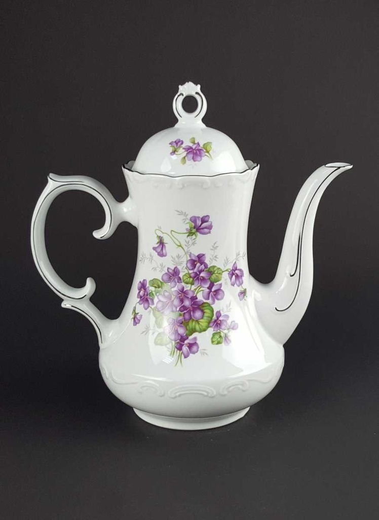 [458139667] Kaffeekanne 1,4 L Schumann Arzberg Veilchen lila Platinrand gebraucht - gut Bild 3