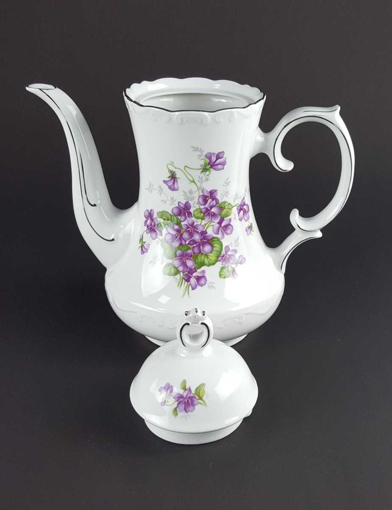 [458139667] Kaffeekanne 1,4 L Schumann Arzberg Veilchen lila Platinrand gebraucht - gut Bild 5