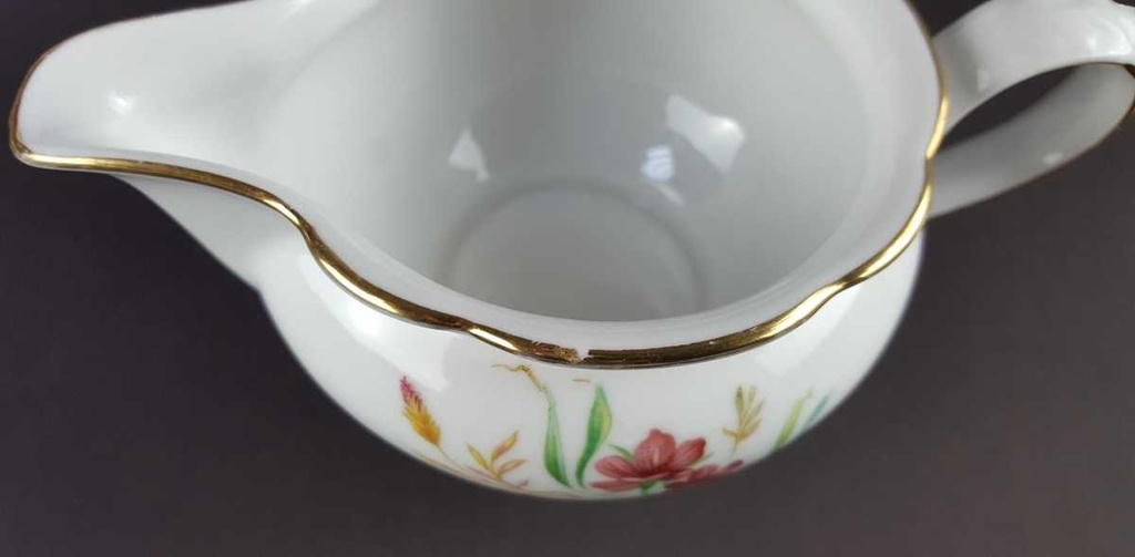 [458139681] Milchkännchen Goldrand Schirnding Bavaria Blumendekor Blumen gebraucht - gut Bild 5