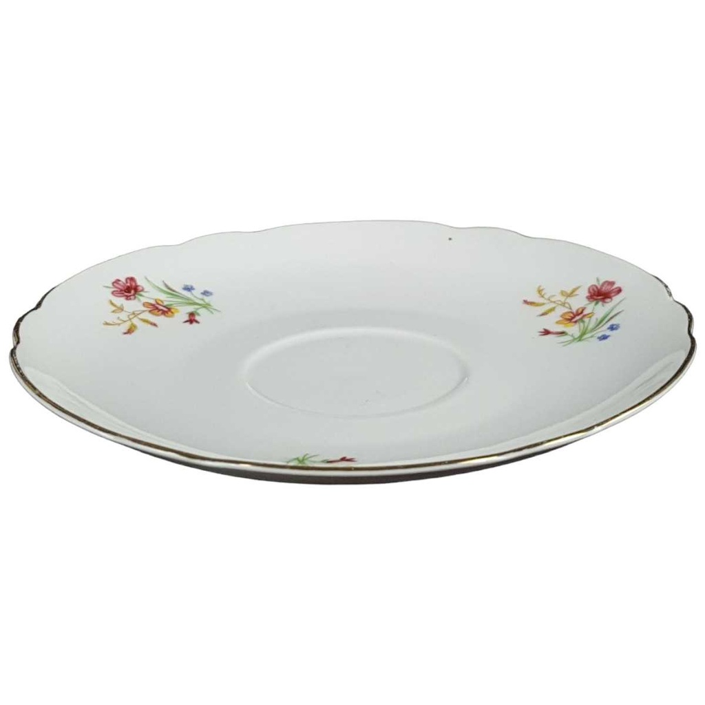 [458139684] Untertasse für Tee Goldrand 14,1 cm Schirnding Bavaria Blumendekor Blumen gebraucht - gut Bild 2
