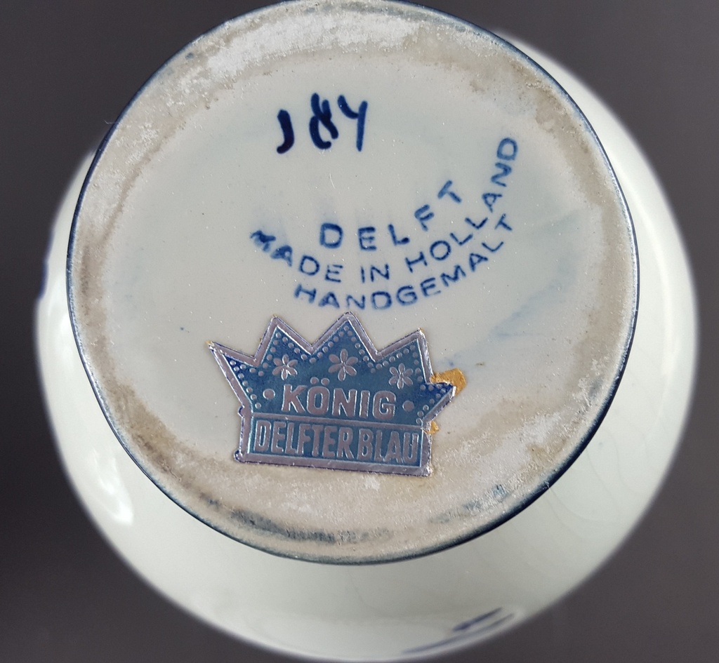 [458139697] König Delfter Blau Keramik Vase mit Henkel Krug H 17 cm Bild 7