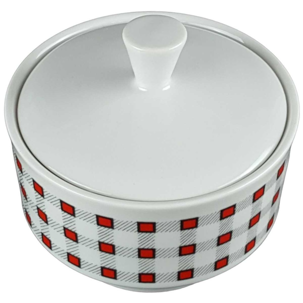 [458139702] Zuckerdose Winterling Kirchenlamitz Karo rot schwarz gebraucht - sehr gut Bild 2