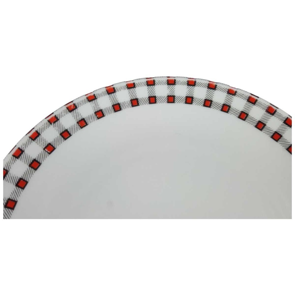 [458139704] Kuchenteller Dessertteller 19,7 cm Winterling Kirchenlamitz Karo rot schwarz gebraucht - gut Bild 2