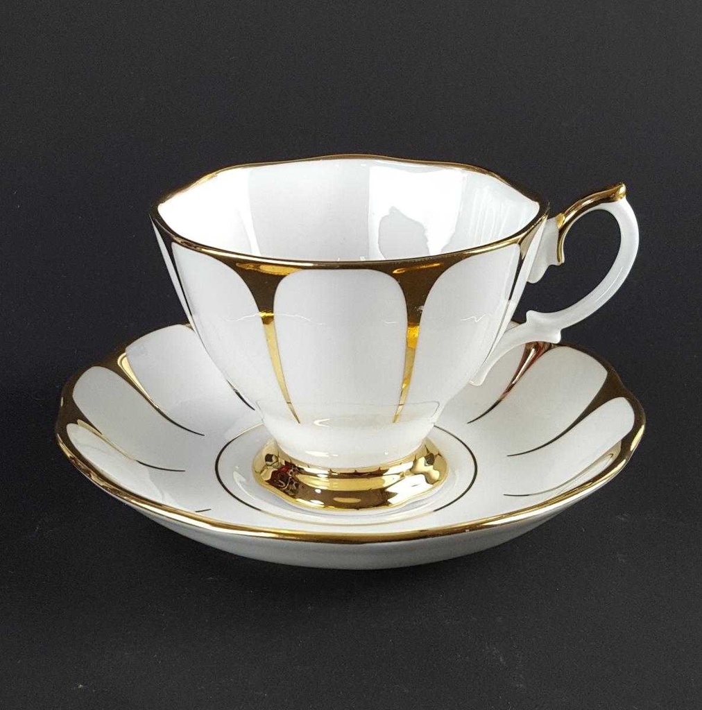 [458139717] Sammeltasse Sammelgedeck Golddekor 3tlg Royal Vale Weiß mit Goldrand Bone China gebraucht - gut Bild 7