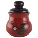 [45813975] Zuckerdose Winterling bordo rot weiße Blumen Feinkeramik gebraucht - gut Bild 2