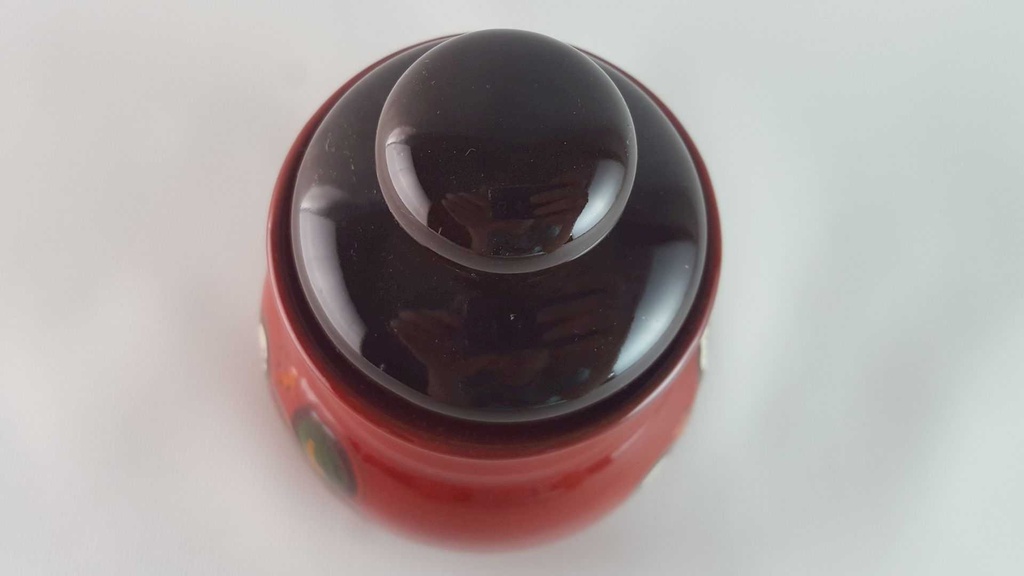 [45813975] Zuckerdose Winterling bordo rot weiße Blumen Feinkeramik gebraucht - gut Bild 3