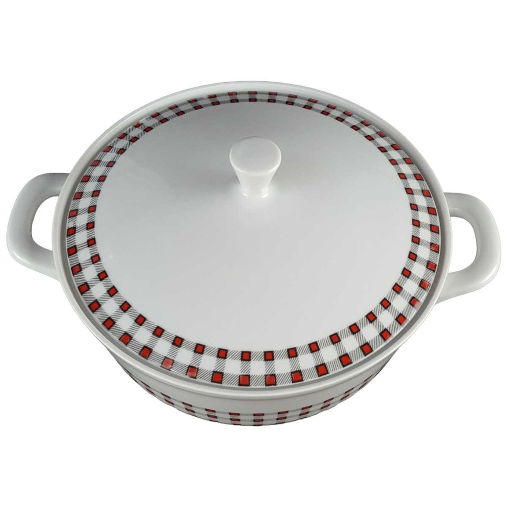 [458139750] Ragoutterrine Terrine Winterling Kirchenlamitz Karo rot schwarz gebraucht - gut Bild 2