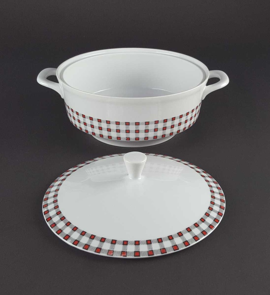 [458139750] Ragoutterrine Terrine Winterling Kirchenlamitz Karo rot schwarz gebraucht - gut Bild 3