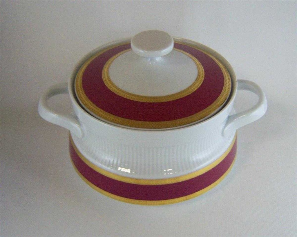 [4581398] Ragoutterrine Servierschüssel Goldrand Mitterteich Form 870 Rot gebraucht - gut Bild 2