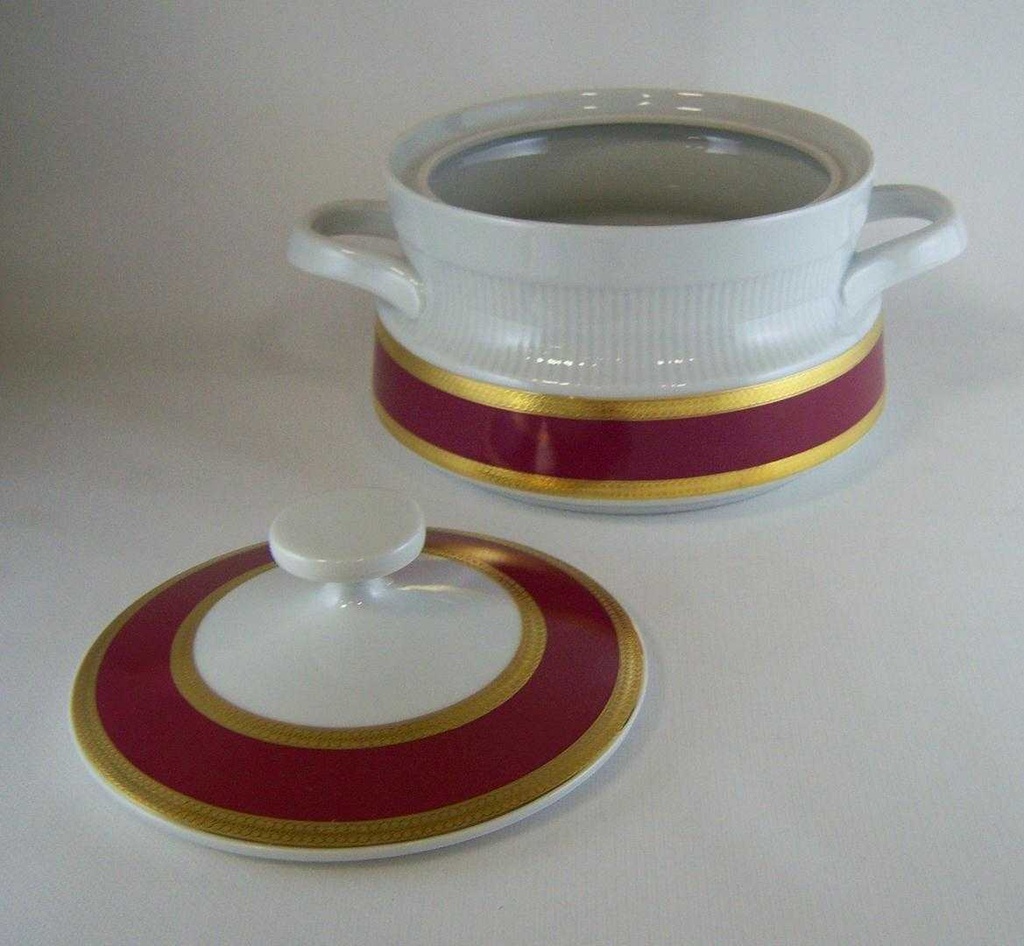 [4581398] Ragoutterrine Servierschüssel Goldrand Mitterteich Form 870 Rot gebraucht - gut Bild 4