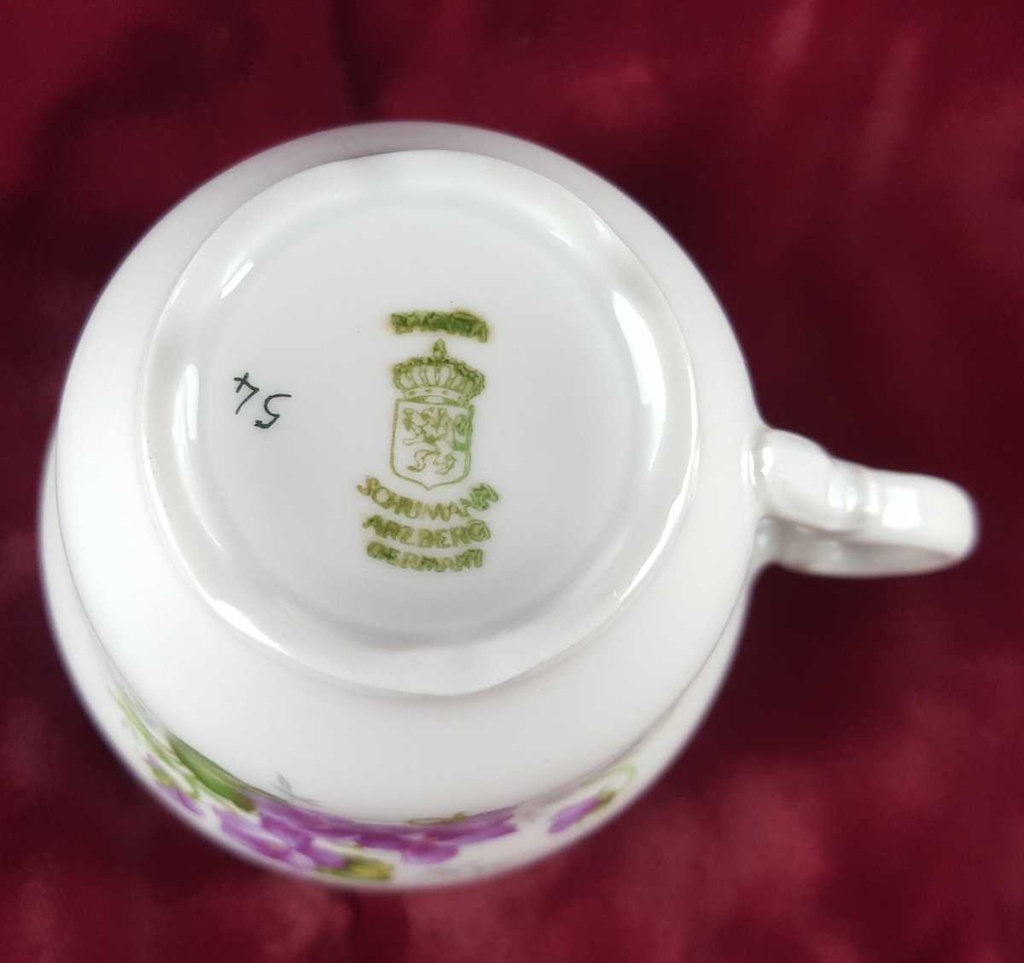 [458139833] Kaffeetasse Schumann Arzberg Veilchen lila Platinrand gebraucht - sehr gut Bild 6