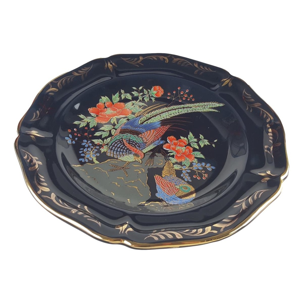 [458139844] Wandteller Porzellan Griechenland Pfau Blumen 24 K Gold D 26 cm Bild 2