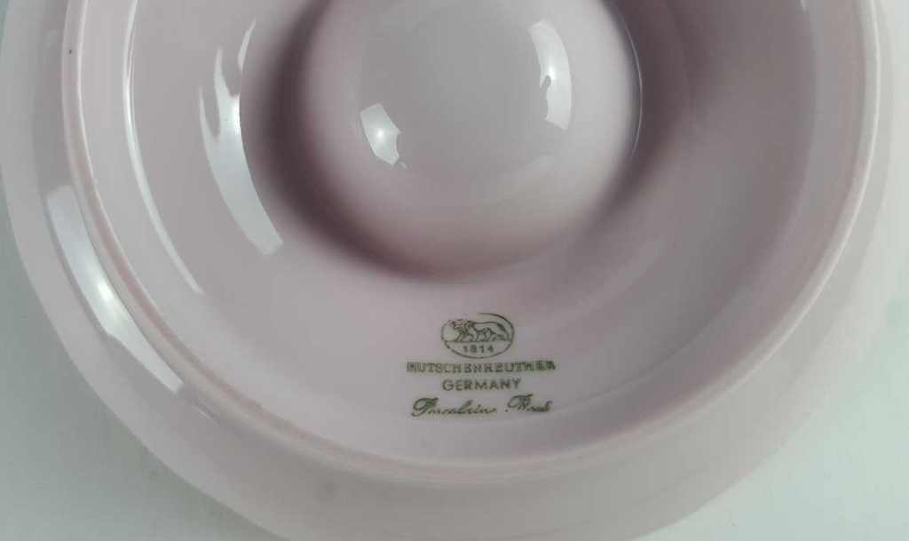 [458139865] Eierbecher mit Schalenablage Eisbecher Hutschenreuther Porcelaine Rosé gebraucht - gut Bild 4