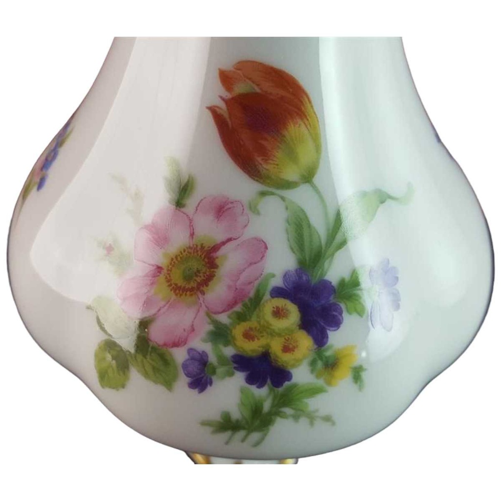[45814010] Vase Dekorative Goldrand 15,3 cm Lindner Porzellan Senator bunte Blumen gebraucht - akzeptabel Bild 2
