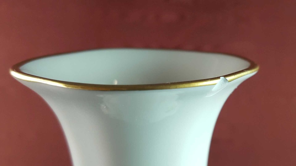 [45814010] Vase Dekorative Goldrand 15,3 cm Lindner Porzellan Senator bunte Blumen gebraucht - akzeptabel Bild 7