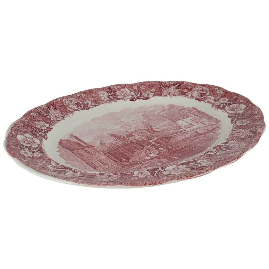 [458140290] Servierplatte 30,3x23,5 cm Palissy Thames River Scenes Rot gebraucht - gut Bild 2