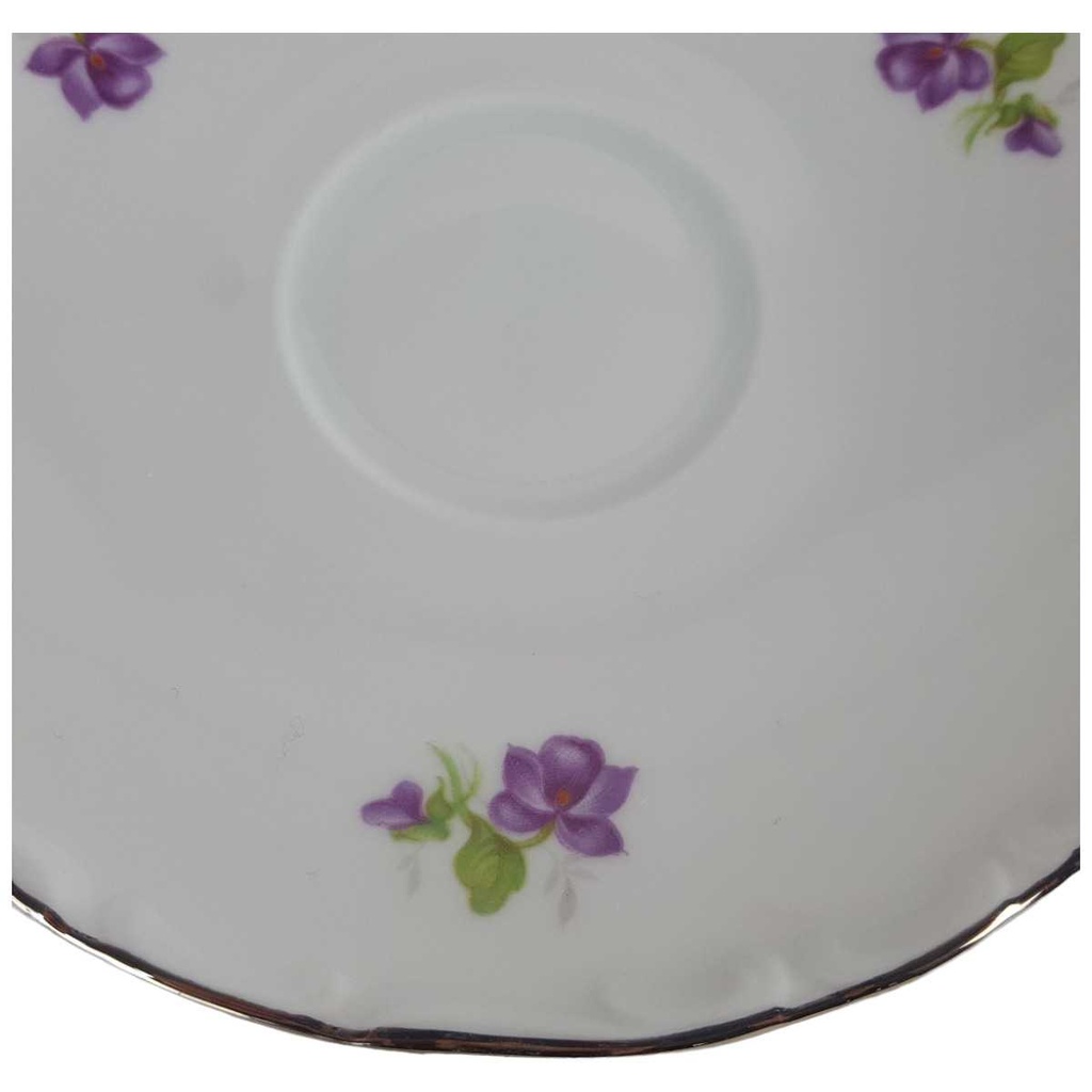 [458140341] Untertasse für Kaffee 14,3 cm Schumann Arzberg Veilchen lila Platinrand gebraucht - gut Bild 2