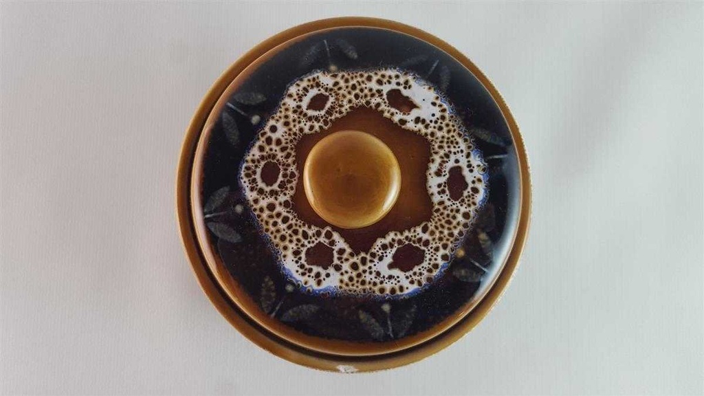 [45814050] Zuckerdose Sarreguemines SDV France Fat Lava braun weiß schwarz gebraucht - akzeptabel Bild 5