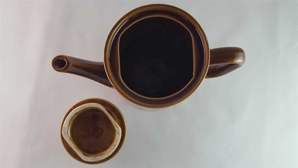 [45814052] Kaffeekanne Kanne 1,1 L Sarreguemines SDV France Fat Lava braun weiß schwarz gebraucht - gut Bild 6