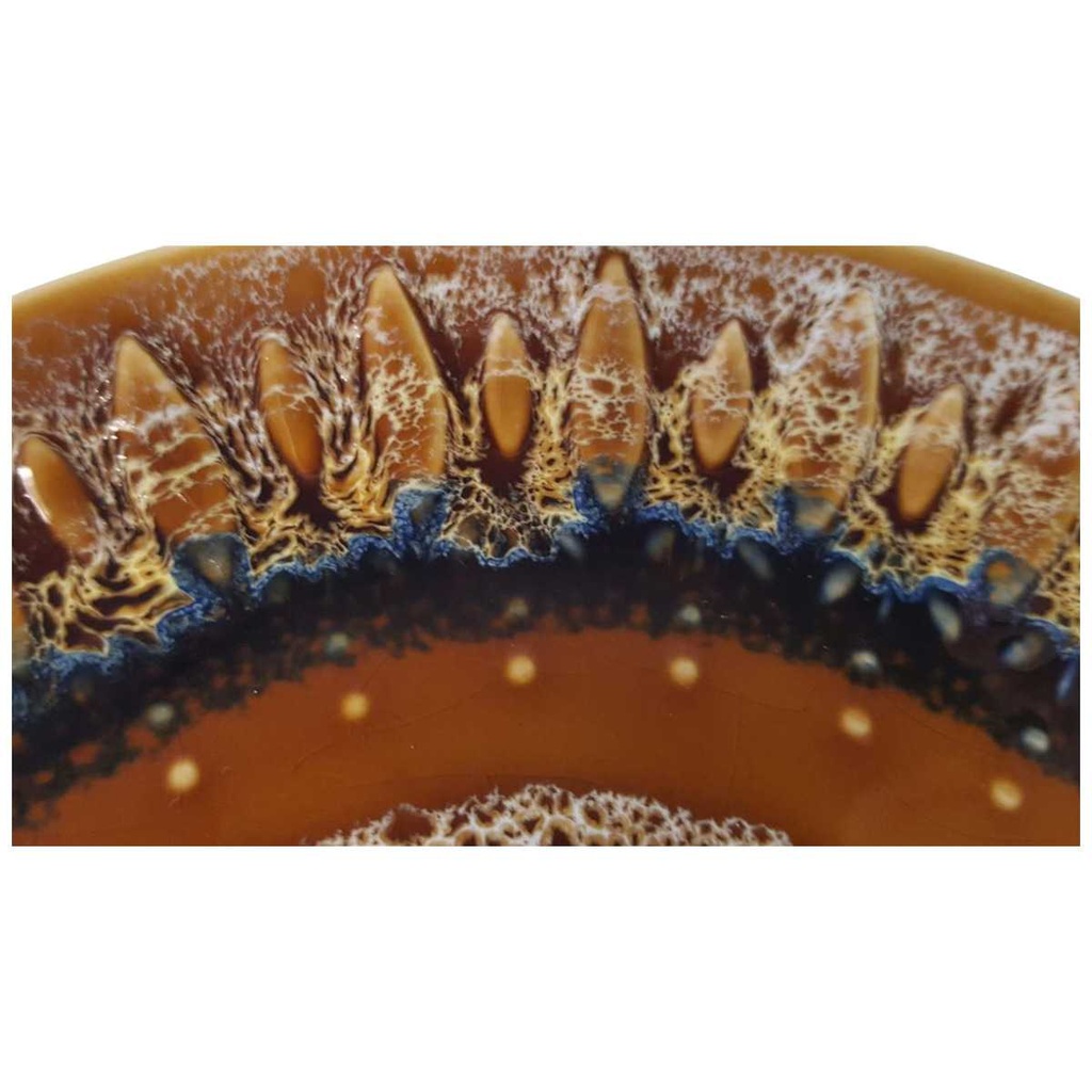 [45814054] Kuchenteller Dessertteller Frühstücksteller 19,6 cm Sarreguemines SDV France Fat Lava braun weiß schwarz gebraucht - gut Bild 2