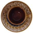 [45814057] Kaffeetasse mit Untertasse Tasse Sarreguemines SDV France Fat Lava braun weiß schwarz gebraucht - akzeptabel Bild 2