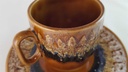 [45814057] Kaffeetasse mit Untertasse Tasse Sarreguemines SDV France Fat Lava braun weiß schwarz gebraucht - akzeptabel Bild 3
