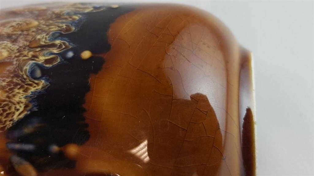 [45814057] Kaffeetasse mit Untertasse Tasse Sarreguemines SDV France Fat Lava braun weiß schwarz gebraucht - akzeptabel Bild 7
