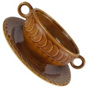 [45814058] Suppentasse mit Untertasse Suppenbecher Pagnossin Earthenware braun Relief Kreise Bild 2