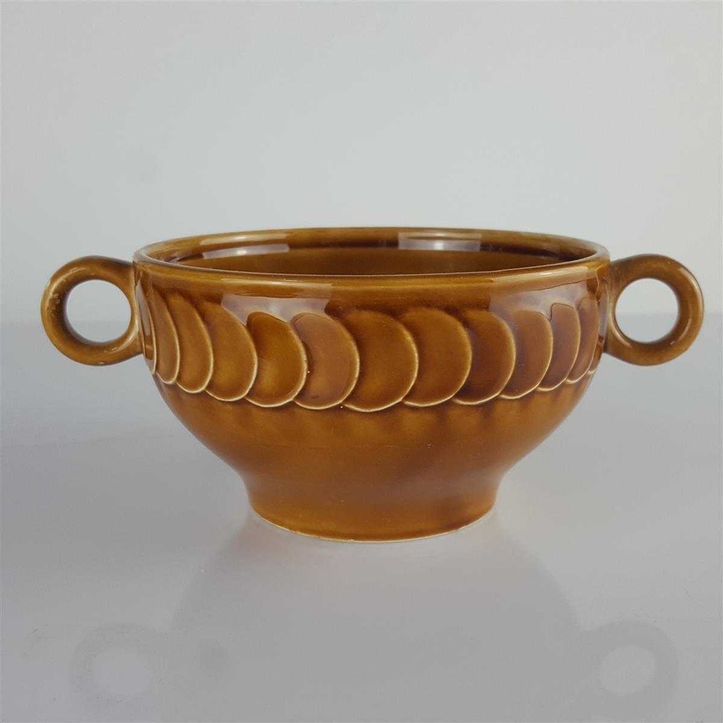 [45814058] Suppentasse mit Untertasse Suppenbecher Pagnossin Earthenware braun Relief Kreise Bild 5