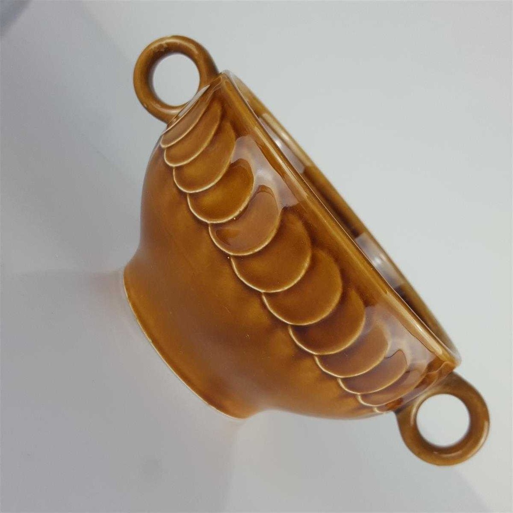 [45814058] Suppentasse mit Untertasse Suppenbecher Pagnossin Earthenware braun Relief Kreise Bild 6