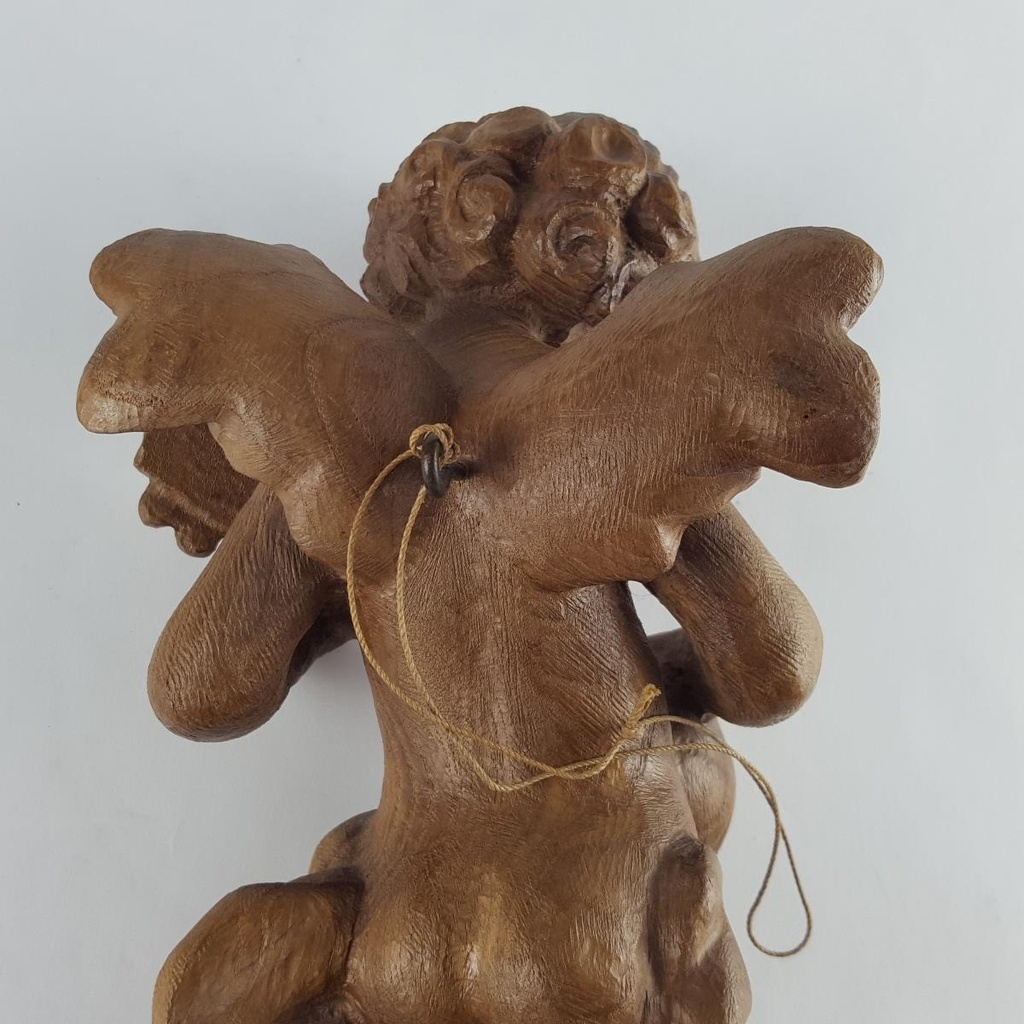 [458140624] Figur Skulptur Engel Putto mit Laute Holz geschnitzt Kunsthandwerk H 32 cm Bild 6
