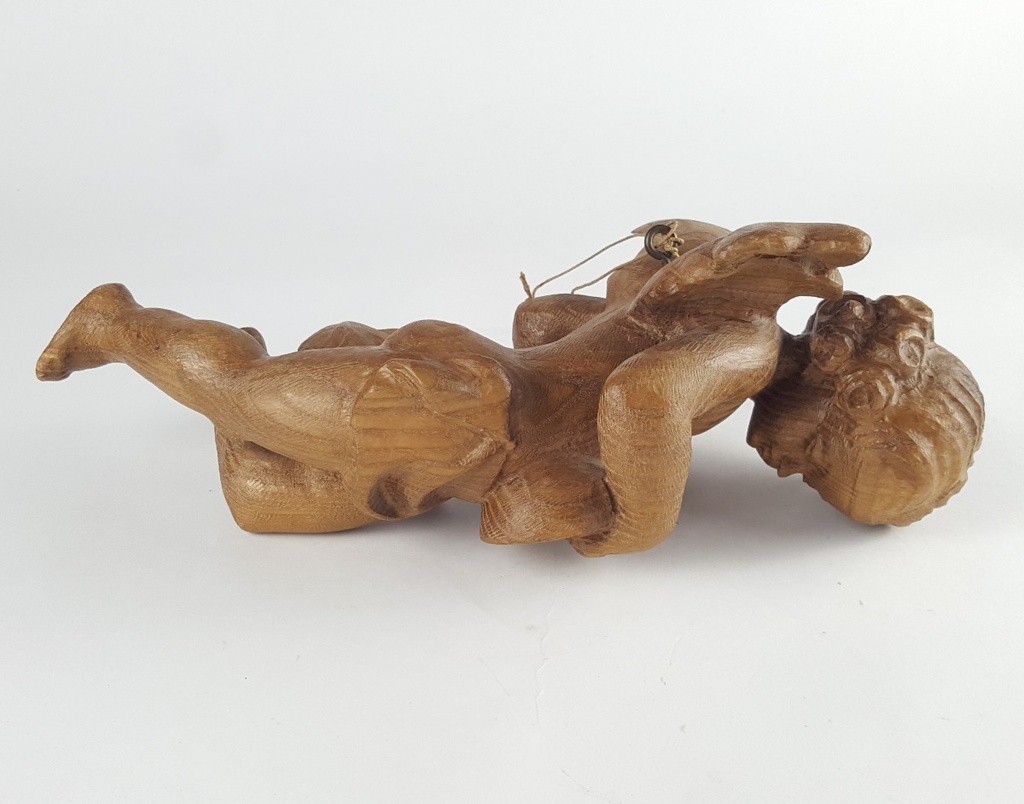 [458140624] Figur Skulptur Engel Putto mit Laute Holz geschnitzt Kunsthandwerk H 32 cm Bild 7