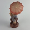 [458140656] Deutsche Handarbeit Keramik Figur Junge Regenschirm Eichhörnchen H 17,8 cm Bild 3
