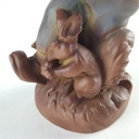 [458140656] Deutsche Handarbeit Keramik Figur Junge Regenschirm Eichhörnchen H 17,8 cm Bild 6