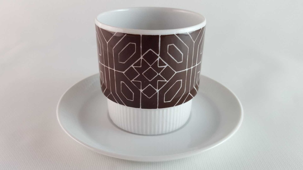 [45814067] Untertasse Kaffeetasse mit Tasse & Melitta Alte Formen weiß braun Vintage gebraucht - sehr gut Bild 3
