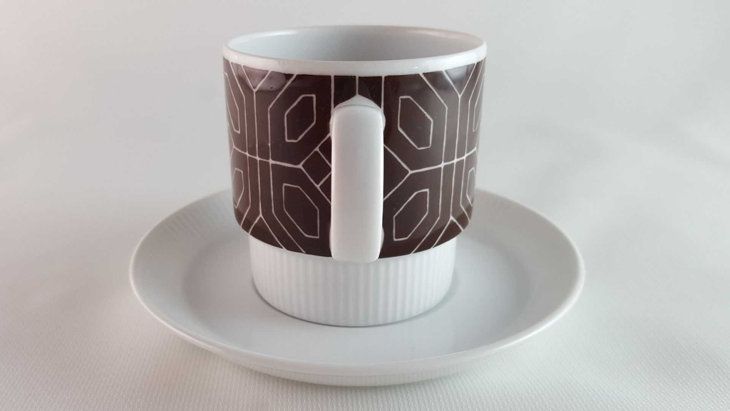 [45814067] Untertasse Kaffeetasse mit Tasse & Melitta Alte Formen weiß braun Vintage gebraucht - sehr gut Bild 4